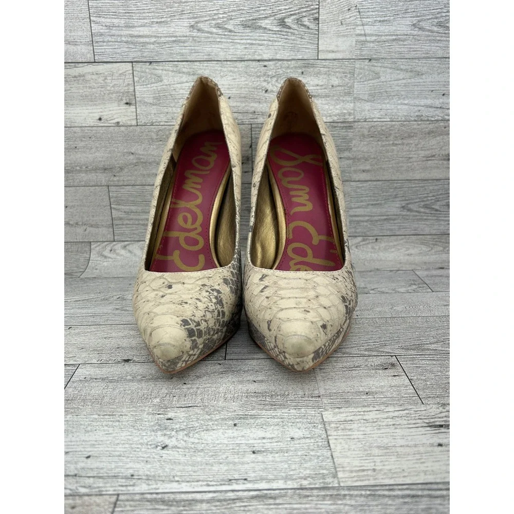 Sam Edelman Celia‎ Snakeskin Pointed Toe Stiletto Heels Shoes Women's 7.5M